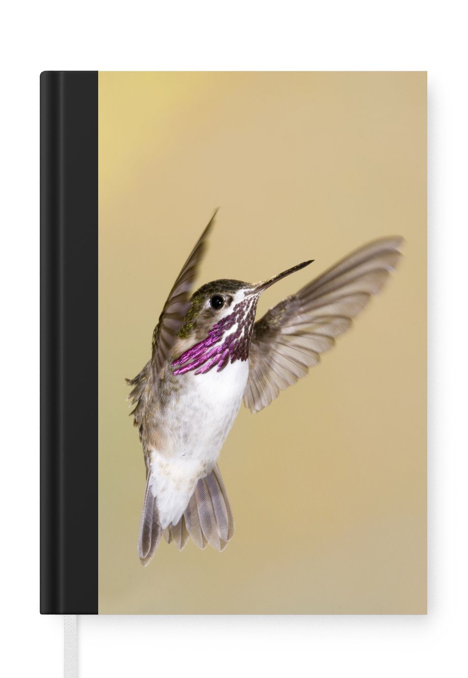MuchoWow Notizbuch Kolibri - Journal, - Seiten, Notizheft, 98 Merkzettel, Lila, Haushaltsbuch Vogel A5, Tagebuch