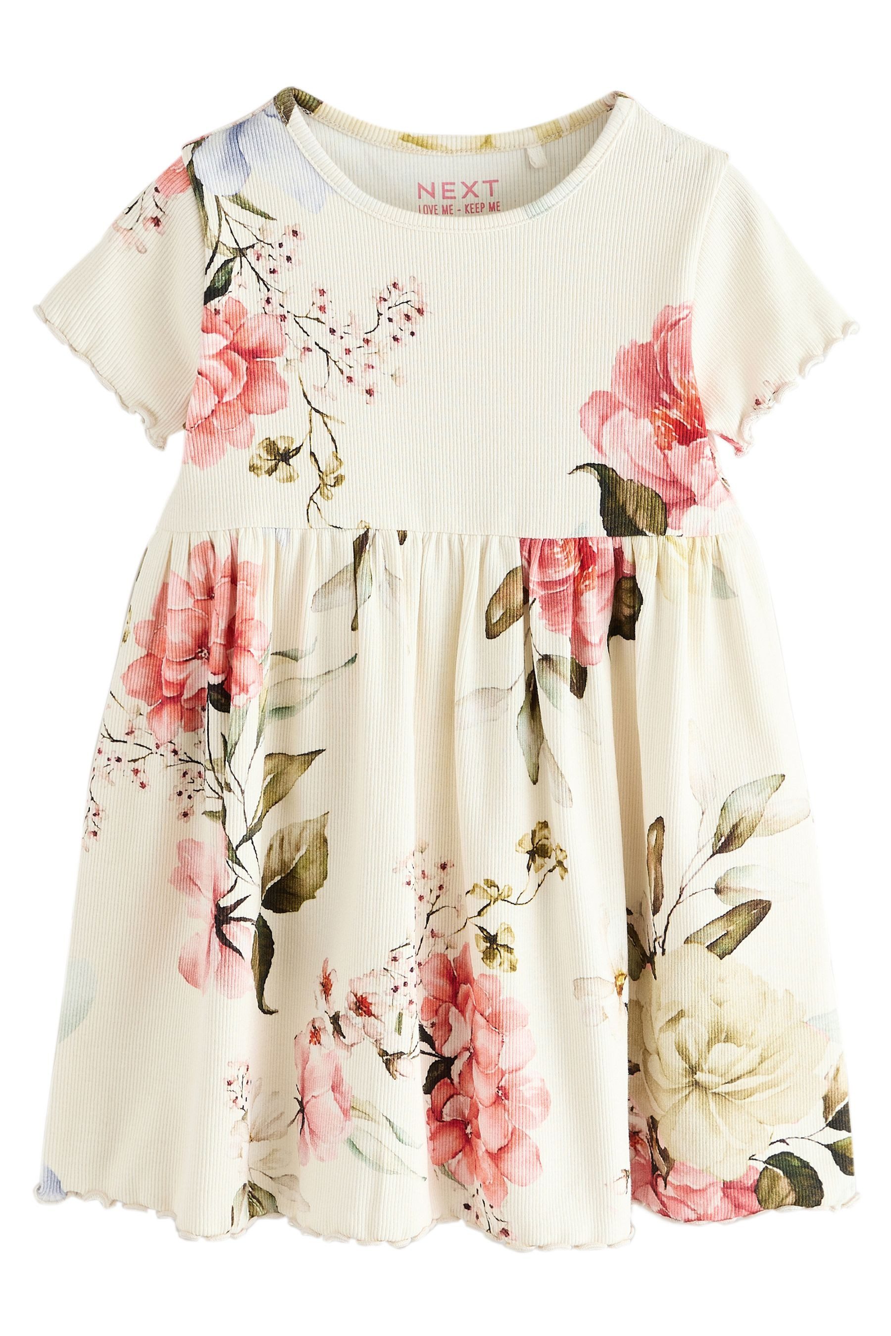 Next Sommerkleid Kurzärmeliges geripptes Kleid (1-tlg) günstig online kaufen