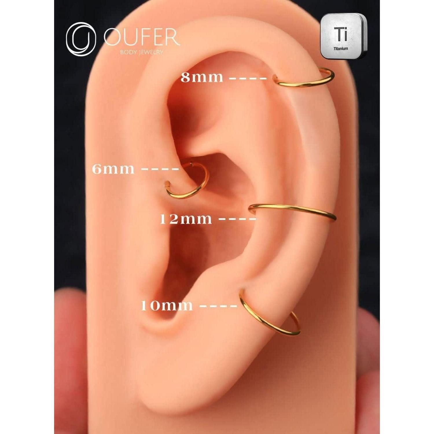 OUFER Nasenpiercing 20G Titan Nasenring Piercing Hoop Nase Nostril Stecker 8mm