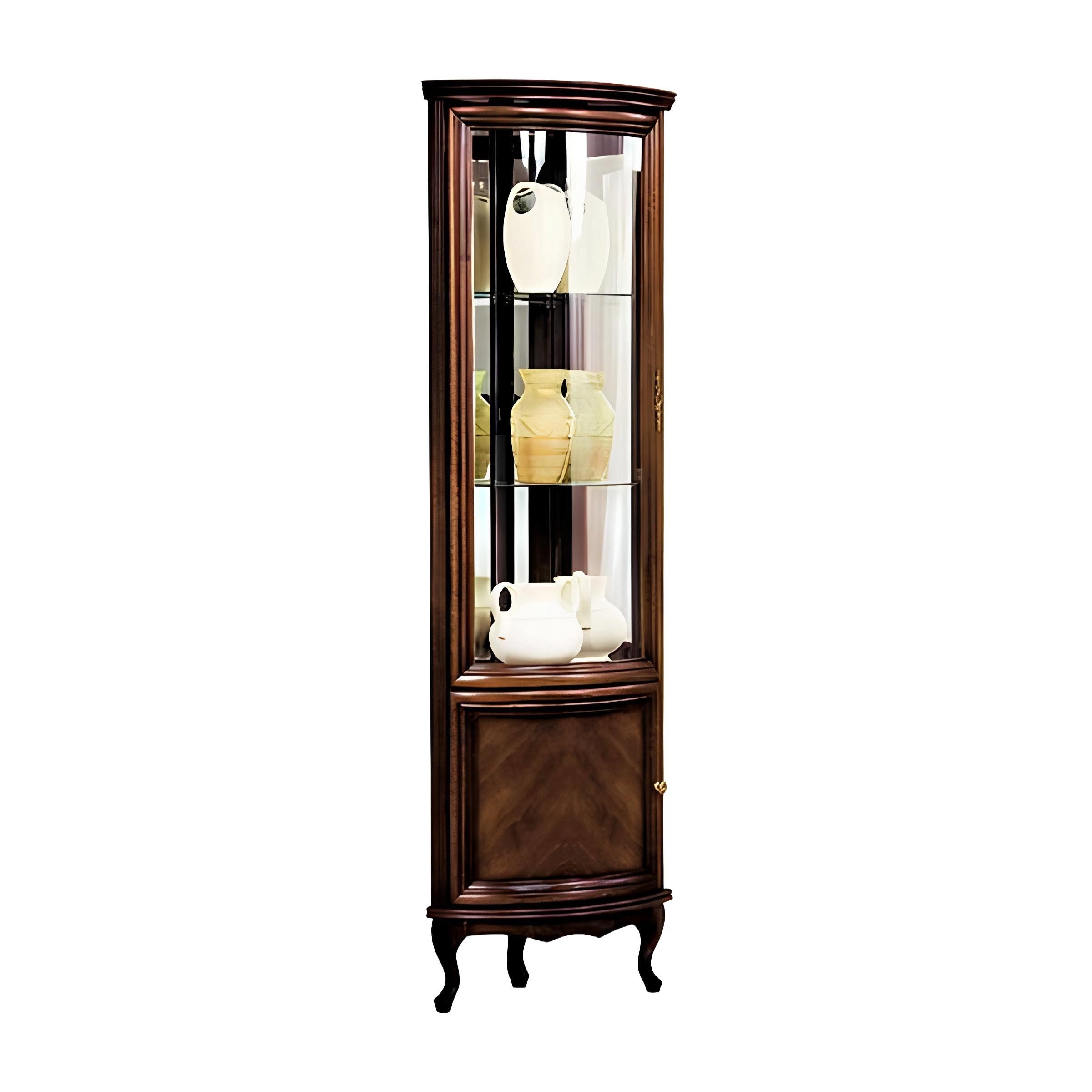 Xlmoebel Eckvitrine Eckvitrine aus Glas mit elegantem Design und Stauraum (Eckvitrine) Hergestellt in Europa
