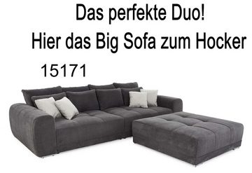 luma-home Polsterhocker 15175 (XXL-Hocker 120x120 cm mit Federkernpolsterung, passend zum Big Sofa), Cordstoff Grau Anthrazit