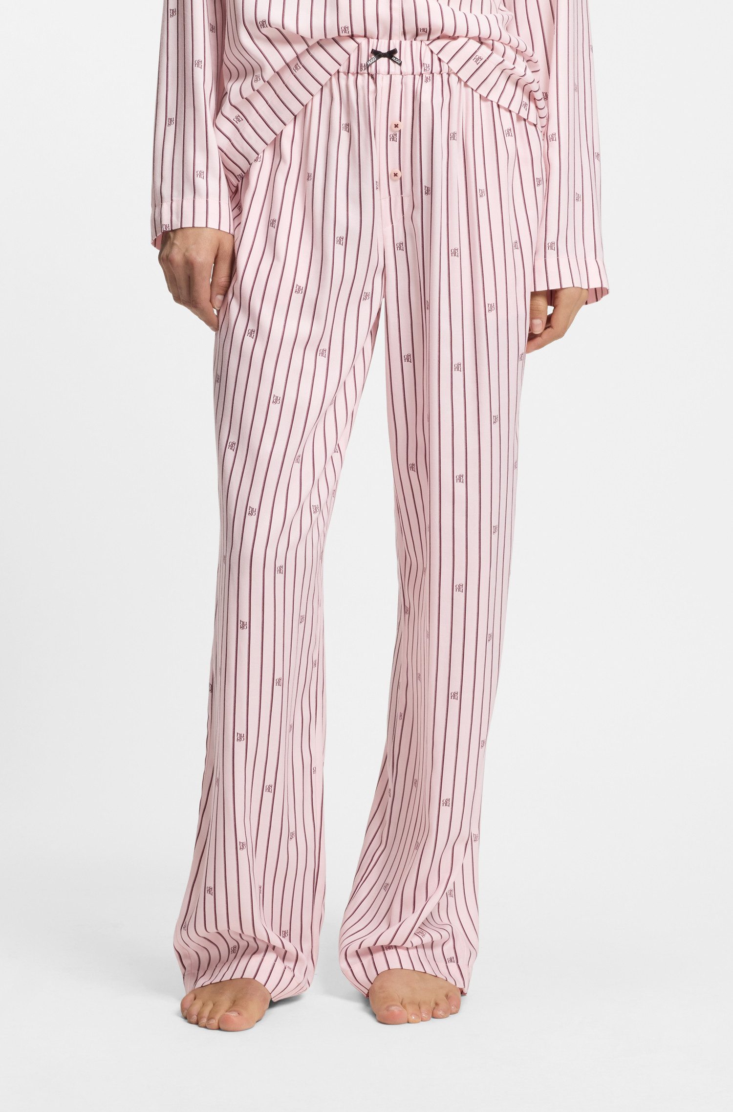 HUGO Pyjamahose SARTORIAL mit Streifen und gestapelten Logos, elastischer B günstig online kaufen