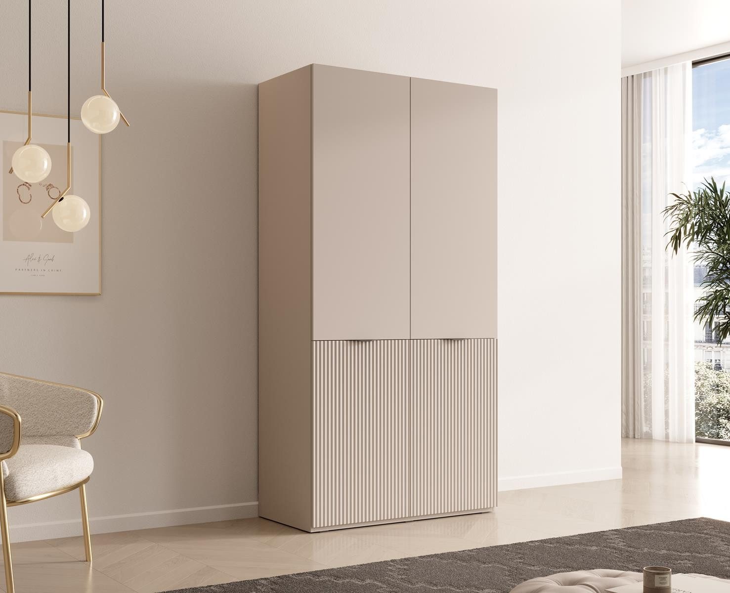 Compleo Kleiderschrank mit Fronten gefräst und 2x Kleiderstange, Modern des günstig online kaufen