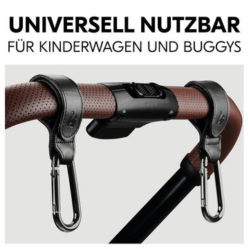 Hauck Wickeltasche Universal Kinderwagen Haken - Schwarz (2-tlg), für Tragetaschen / Wickeltaschen