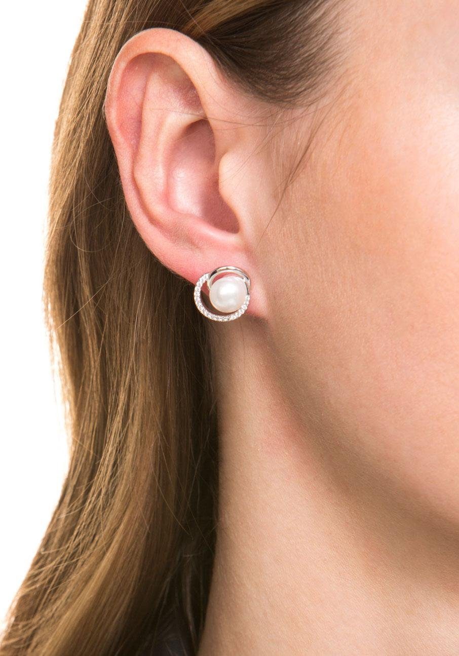 JOOP! Paar Ohrstecker, mit Zirkonia (synth) - mit Süßwasserzuchtperle