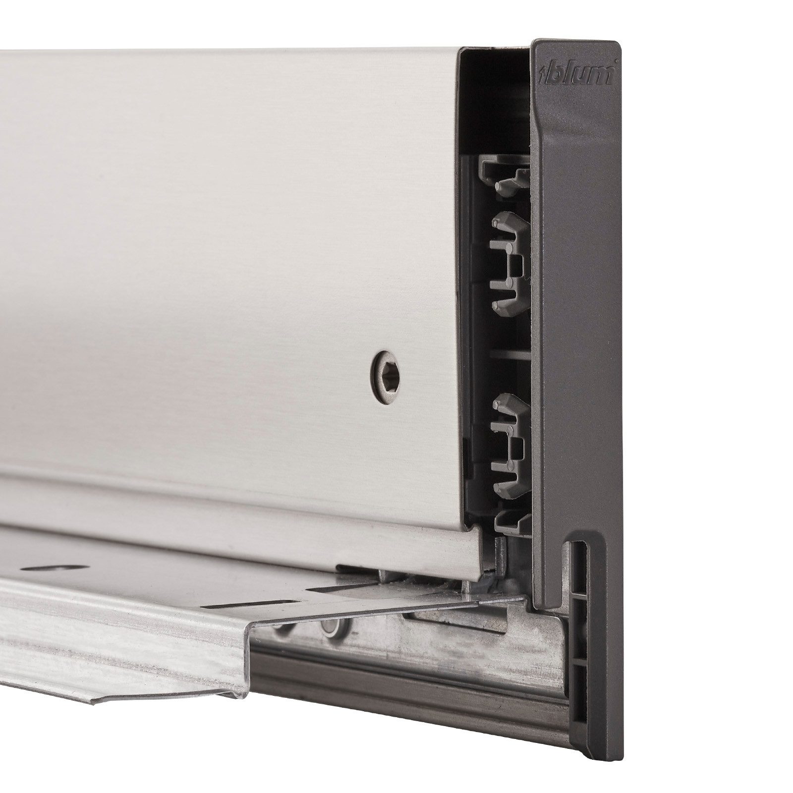 blum Auszug Schubkastenzargen LEGRABOX pure Edelstahl - Anti-Fingerprint (1 St), 770M4002I Nennlänge 400 mm, Systemhöhe M 90,3 mm mit Kappen