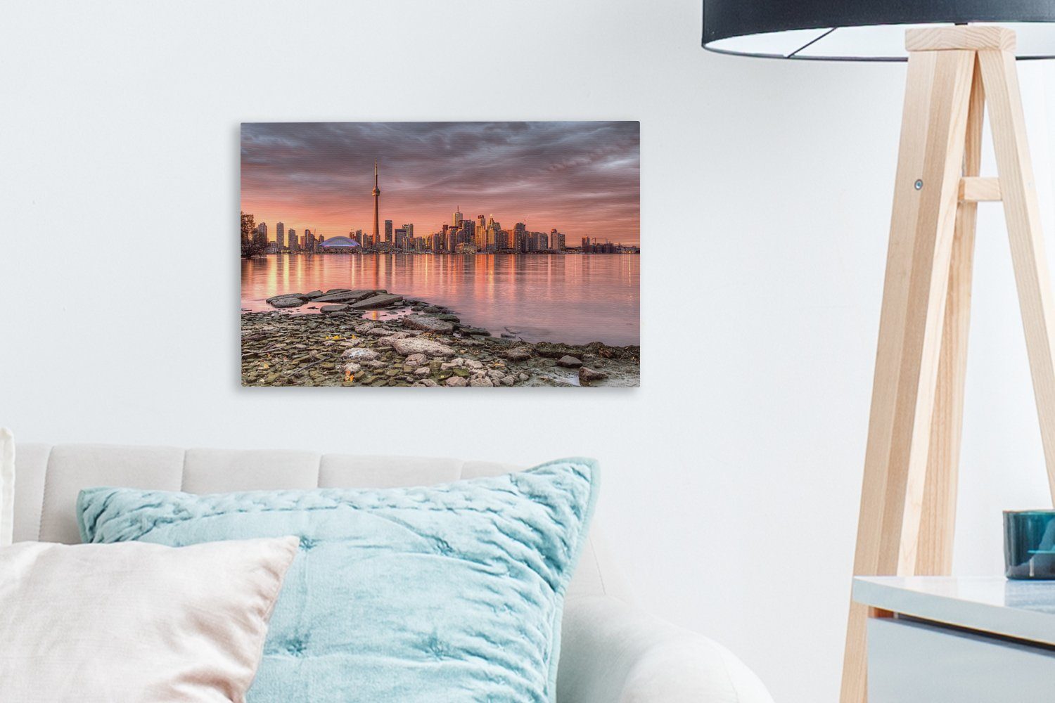 Nordamerika, Stadtsilhouette Sonnenuntergang Leinwandbild Aufhängefertig, 30x20 in Leinwandbilder, von Toronto cm (1 OneMillionCanvasses® St), bei Wandbild Die Wanddeko,
