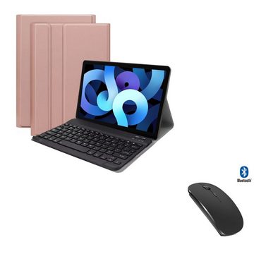 Lobwerk Tablet-Hülle 3in1 Hülle + Tastatur + Maus für Apple iPad Air 2020/2022 4./5. Gen, Aufstellfunktion, Sturzdämpfung
