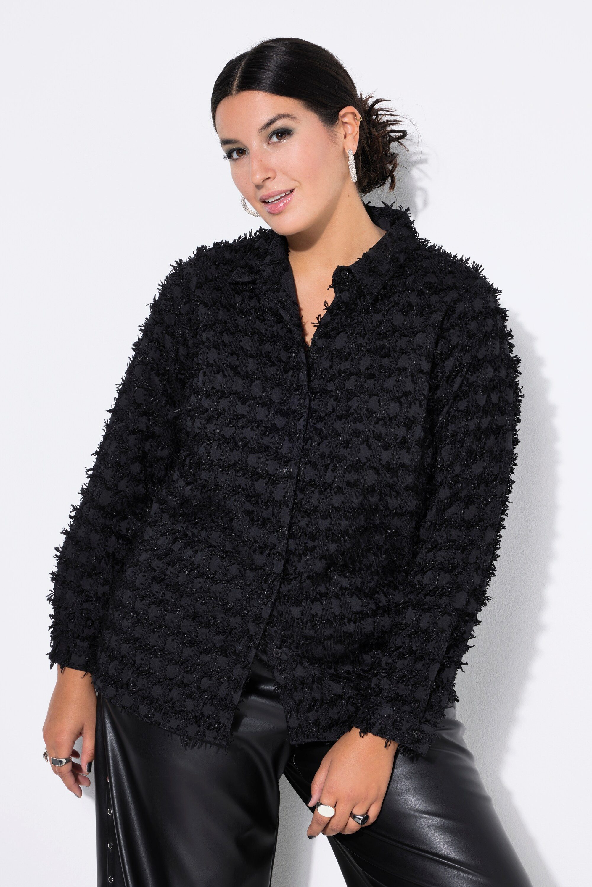 Studio Untold Hemdbluse Hemdbluse Straight Shape Fransen günstig online kaufen