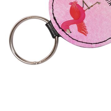 Mr. & Mrs. Panda Schlüsselanhänger Flamingo Yoga - Aquarell Pink - Geschenk, Anhänger, Taschenanhänger, (1-tlg), Liebevolles Design