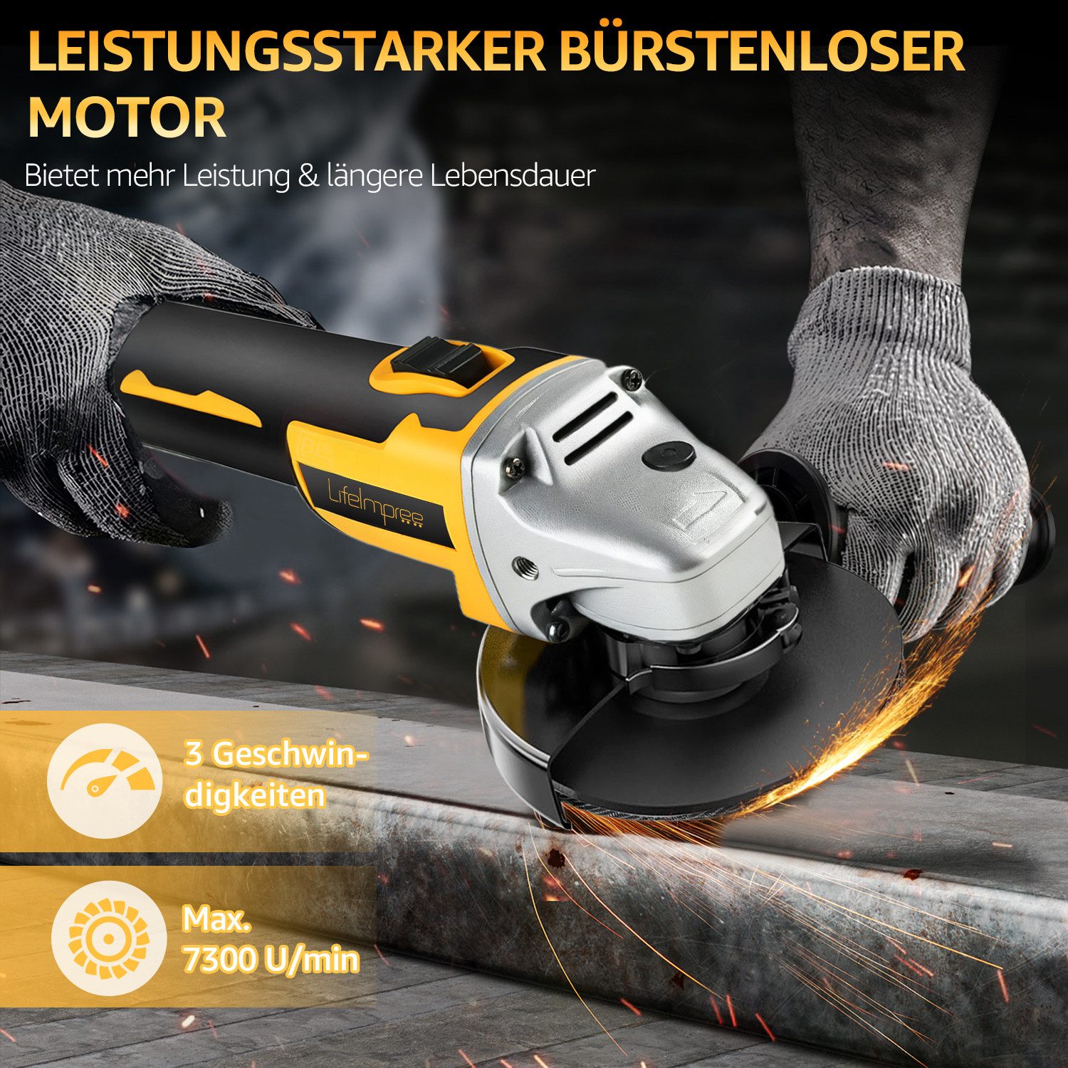 LifeImpree Akku-Winkelschleifer Professional Winkelschleifer, Scheiben-Ø 12 günstig online kaufen