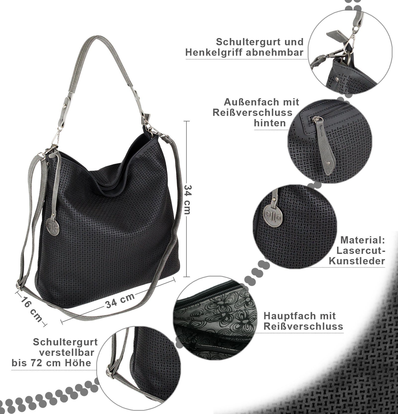 J JONES JENNIFER JONES Schultertasche - modische Damen Umhängetasche - 34 x günstig online kaufen