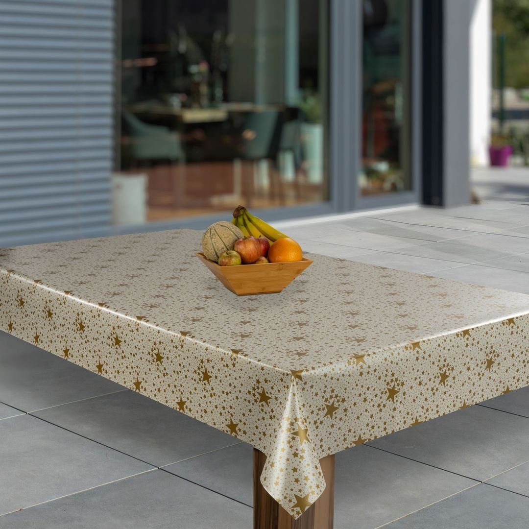 Tischdecke Tischdecken Sterne Firmament Weiß Gold Weihnachten rechteckig