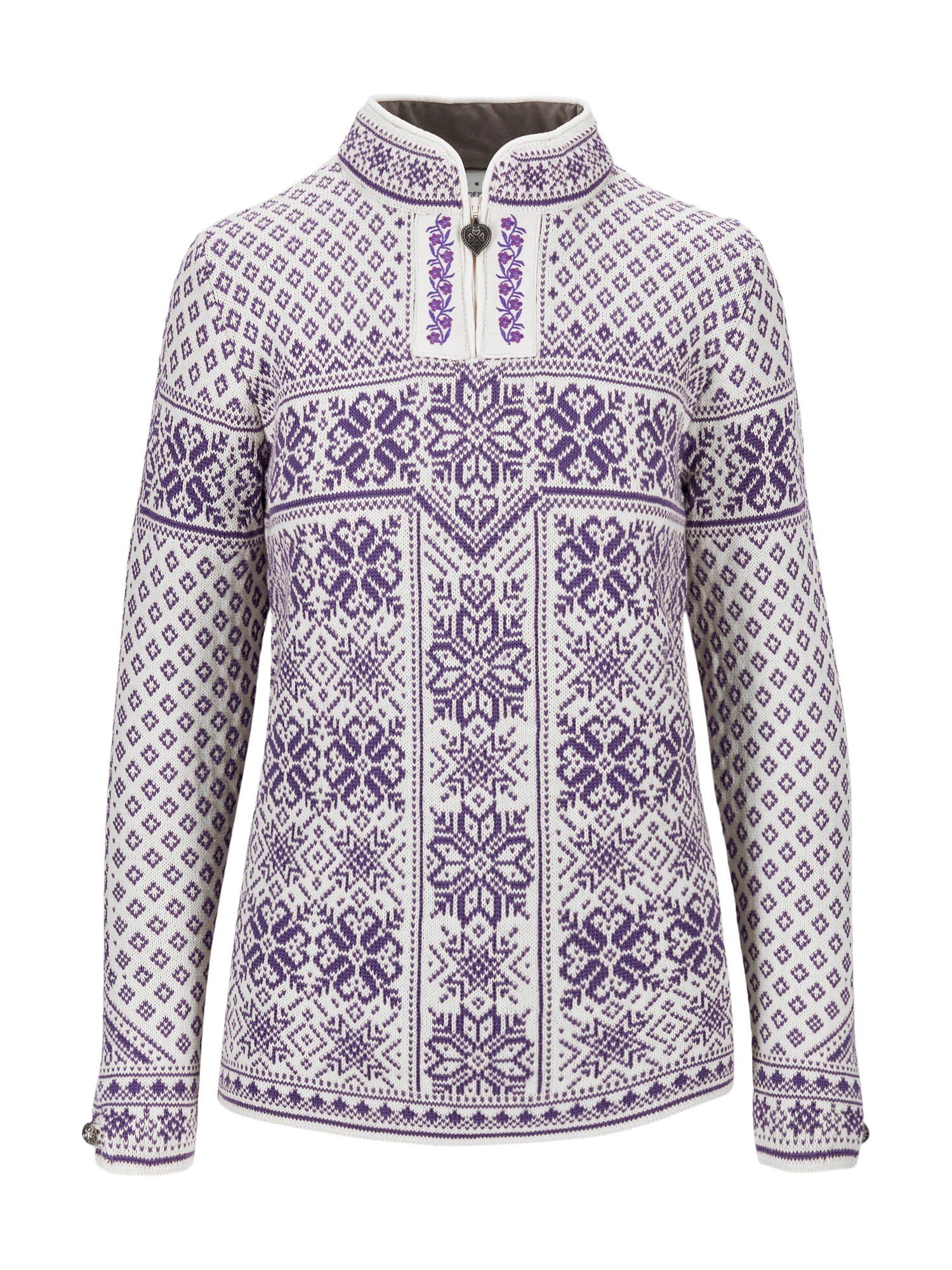 Damen Sweater Longpullover Norway Dale - Offwhite Norway of Dark Of Purple W Dale Peace