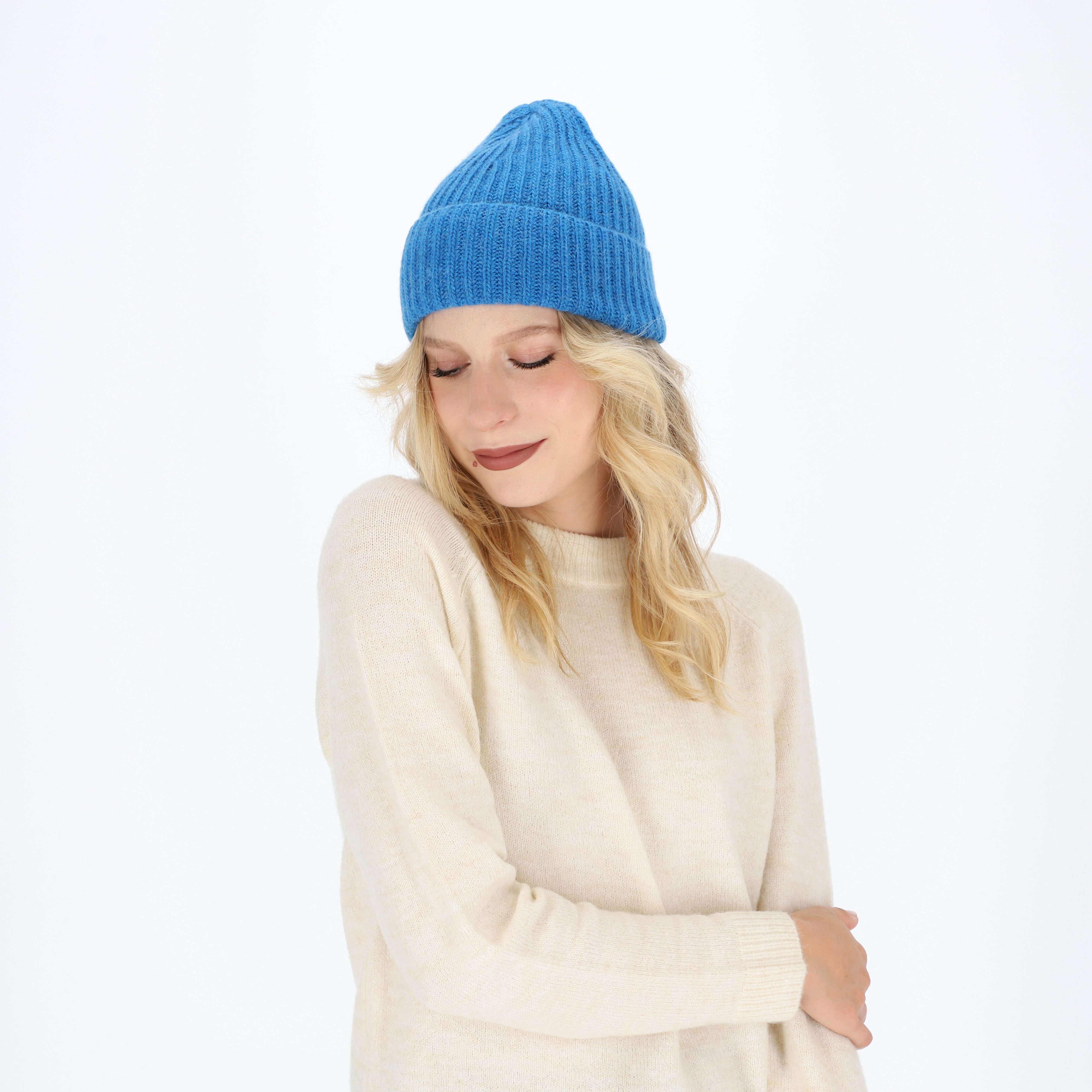 halsüberkopf Accessoires Strickmütze Strickmütze Strickmütze mit breitem Um günstig online kaufen