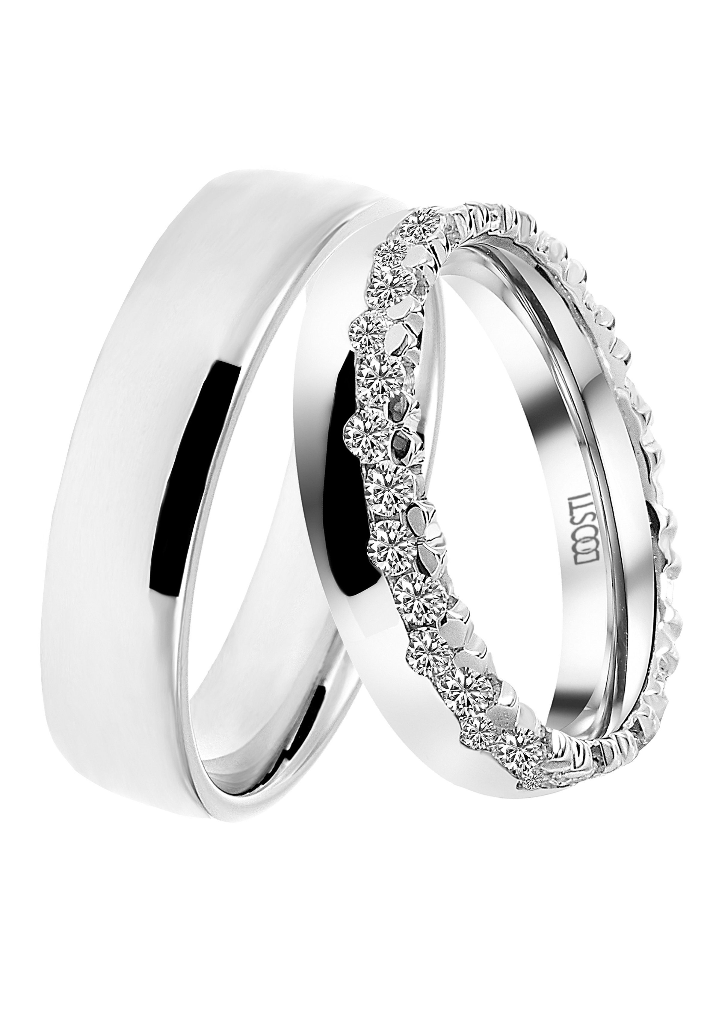 DOOSTI Trauring Schmuck Geschenk Silber 925 Trauring Ehering Partnerring LIEBE, wahlweise mit oder ohne Zirkonia