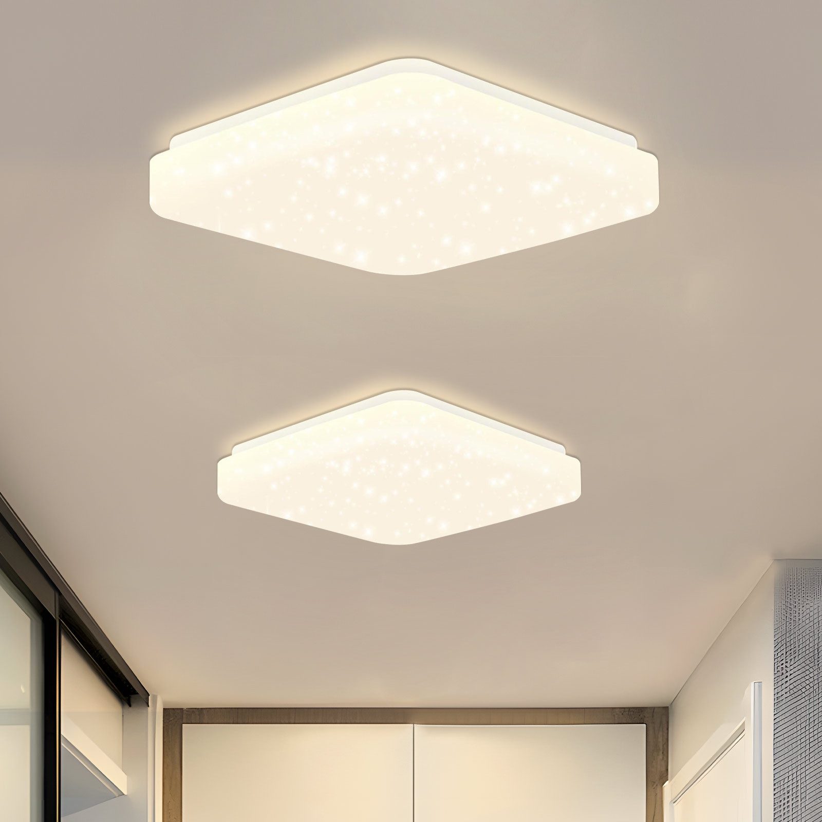 Nettlife LED Deckenleuchte Sternenhimmel Kinderzimmer 15W 21cm 3000K/4000K Weiß Deckenlampe, LED fest integriert, Kinderzimmer Deckenleuchte