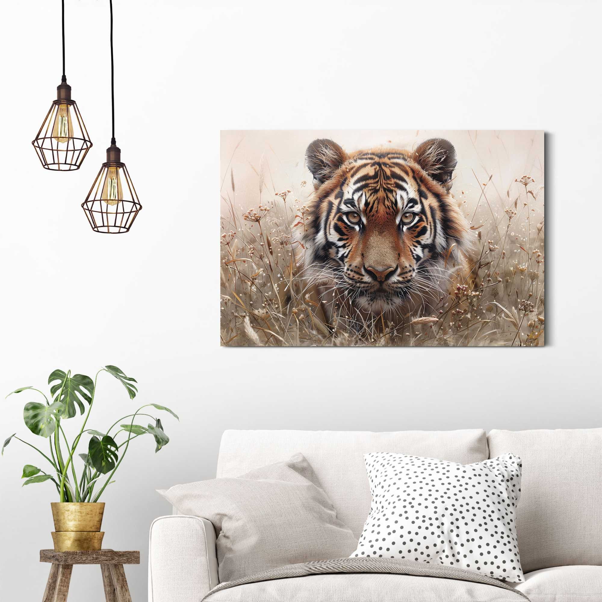 Reinders! Deco-Panel Tiger auf der Jagd, Wohnzimmer - Braun - MDF - Tiere - 90x60 cm