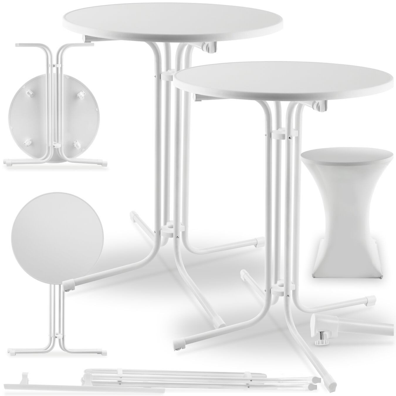 tectake Bistrotisch Stehtisch (2-St., 4 tlg), Stehtisch mit klappbarem Gestell für schnellen Auf- und Abbau