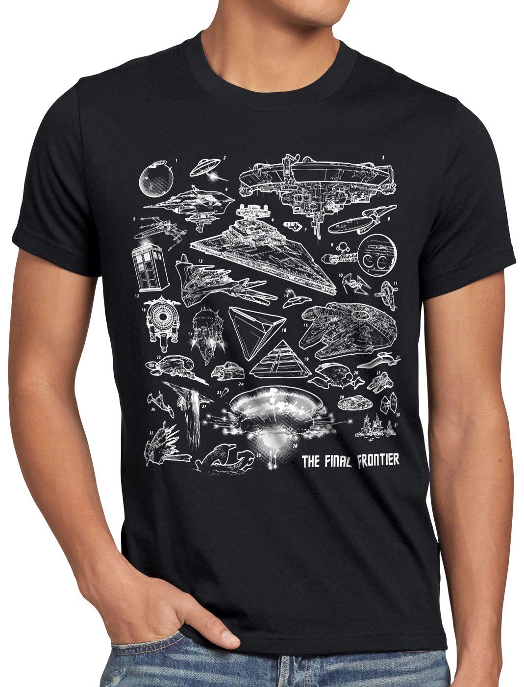 style3 Print-Shirt Herren T-Shirt Space Ships sci-fi T4RD1S Viper schwarz