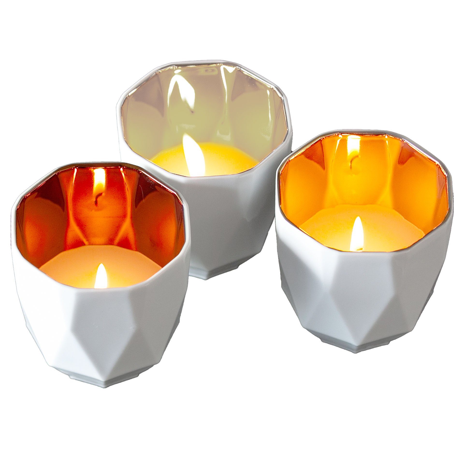 Wachs), inkl. Nanometall Manufaktur Mahlwerck St., Teelichthalter Light Poly Silver Beschichtung mit Windlicht (1