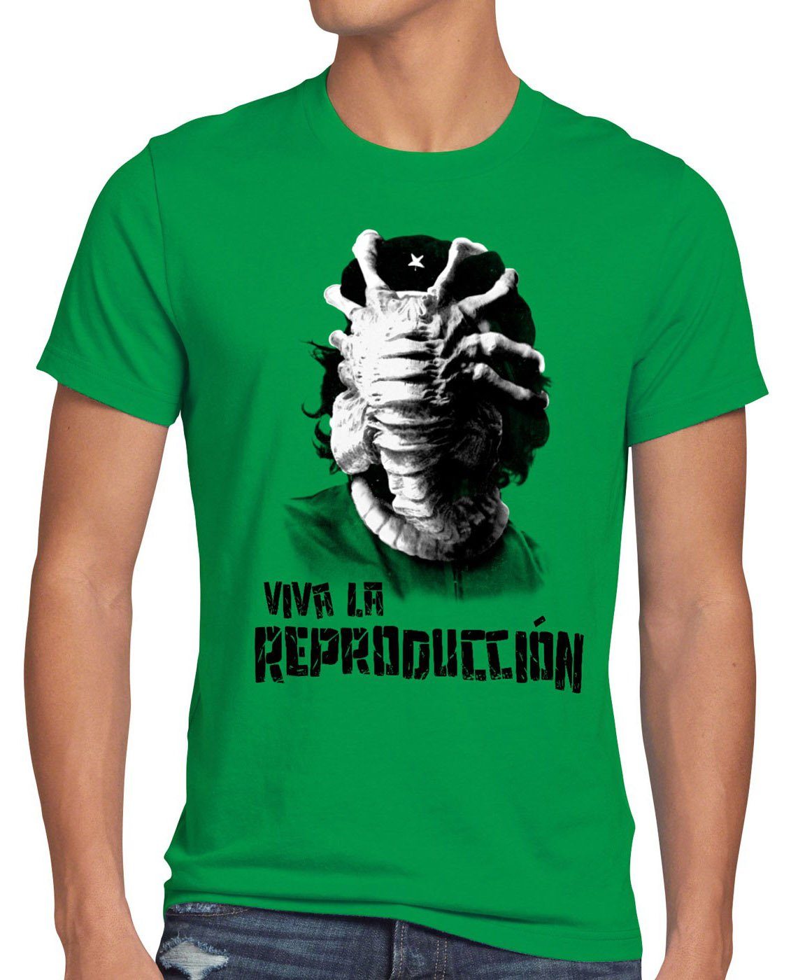 Viva grün kuba che kino xenomorph Print-Shirt T-Shirt alien Herren guevara revolution Facehugger style3