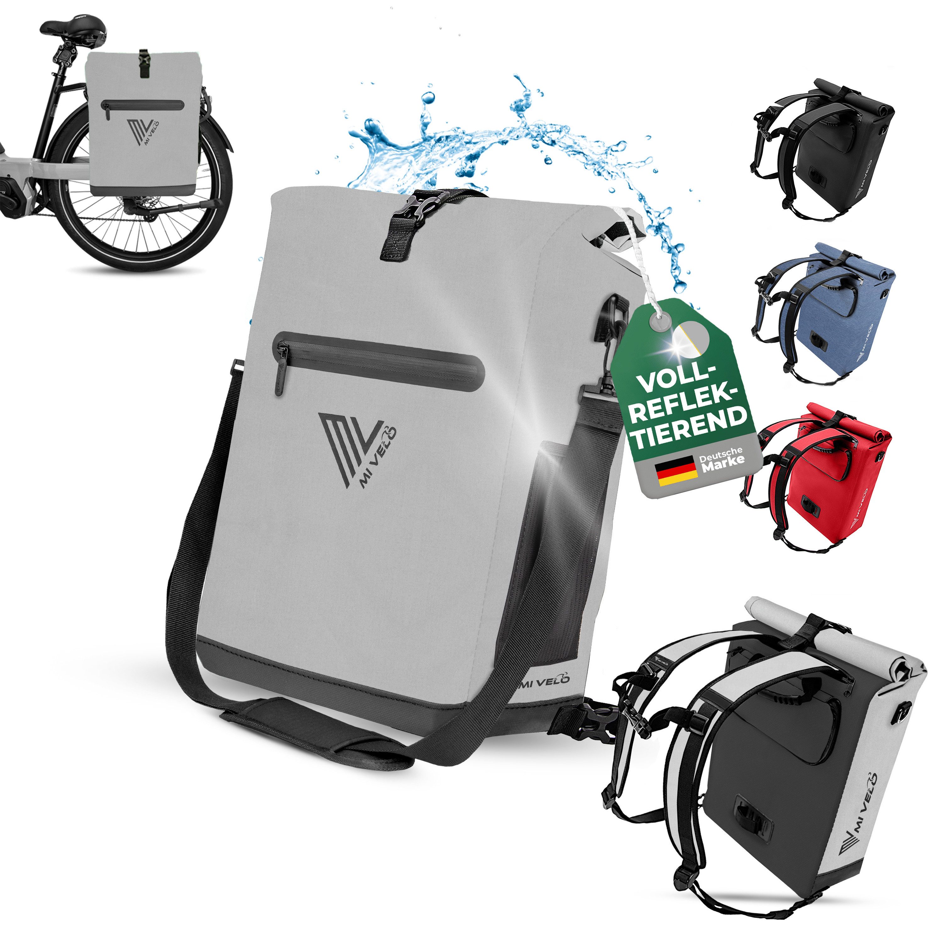 MIVELO Fahrradtasche 3in1 Gepäckträgertasche, Rucksack für Fahrrad Gepäckträger wasserdicht