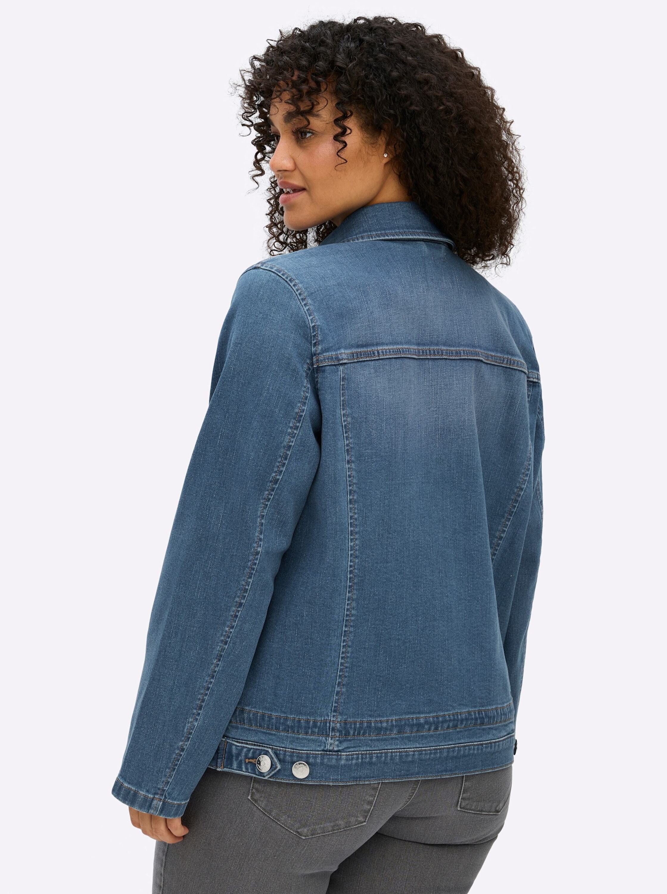 Sheego Blusenblazer Jeansblazer Langarm