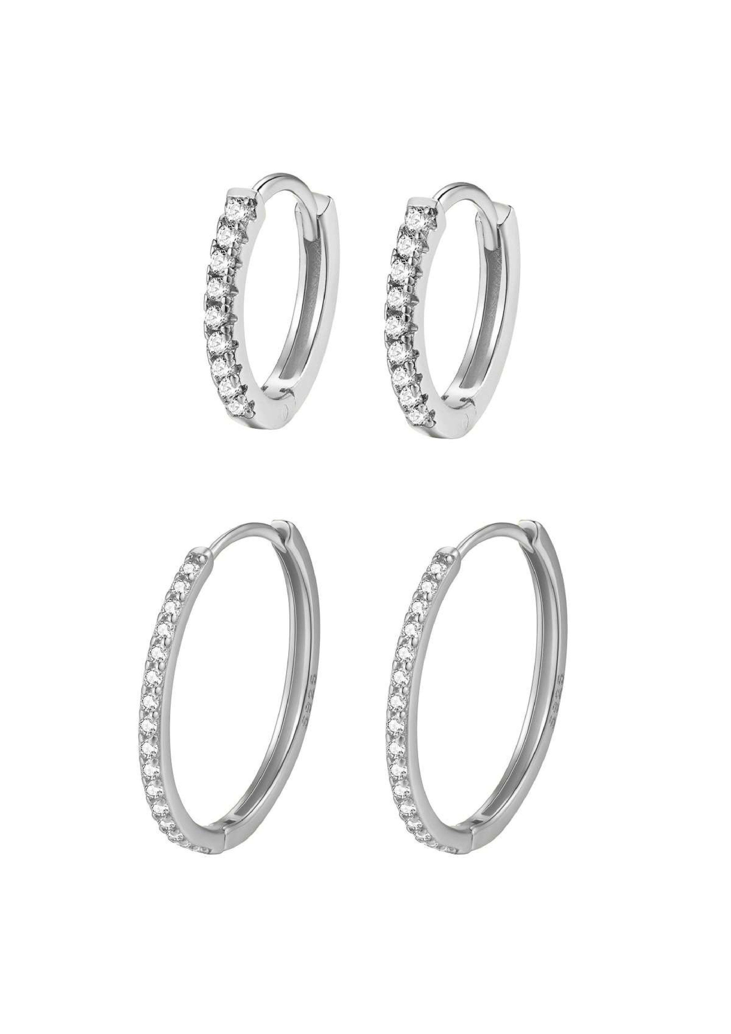 Hey Happiness Creolen-Set Damen Ohrringe mit Kristallen, Layer Basic, Ohrri günstig online kaufen