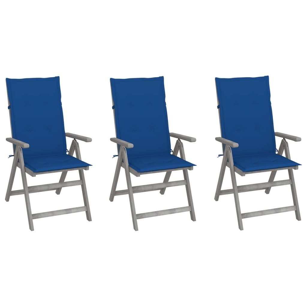 vidaXL Gartenstuhl Verstellbare Gartenstühle 3 Stk. mit Auflagen Massivholz Akazie (3 St) | Stühle
