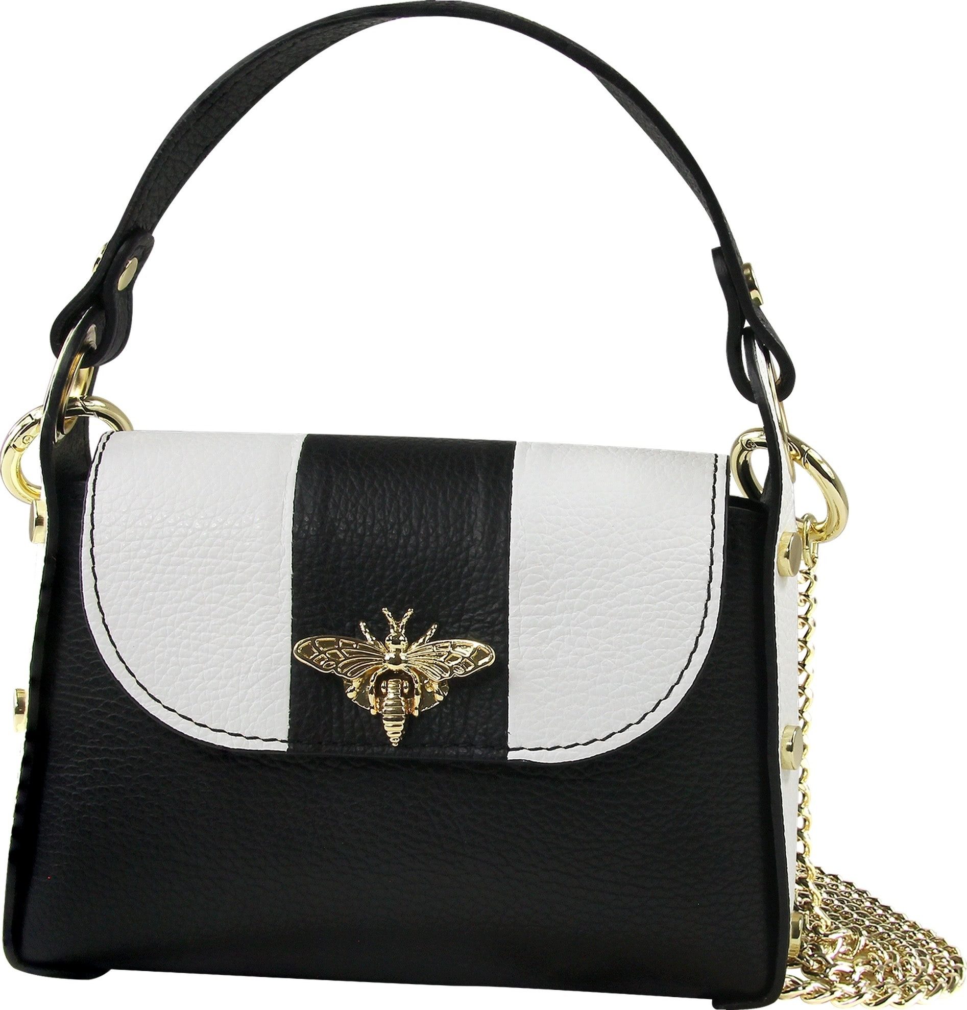 Umhängetasche Toscanto Tasche schwarz weiß Leder