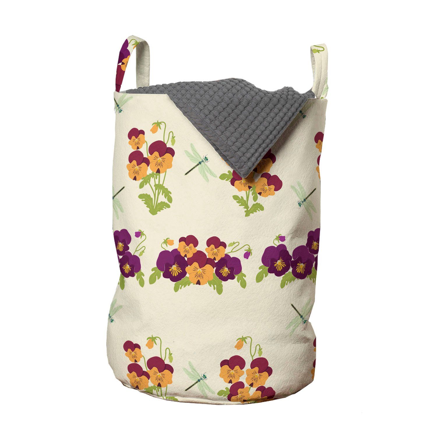 Abakuhaus Wäschesäckchen Wäschekorb mit Stiefmütterchen Griffen Blumen Waschsalons, für Kordelzugverschluss Libelle Bunte
