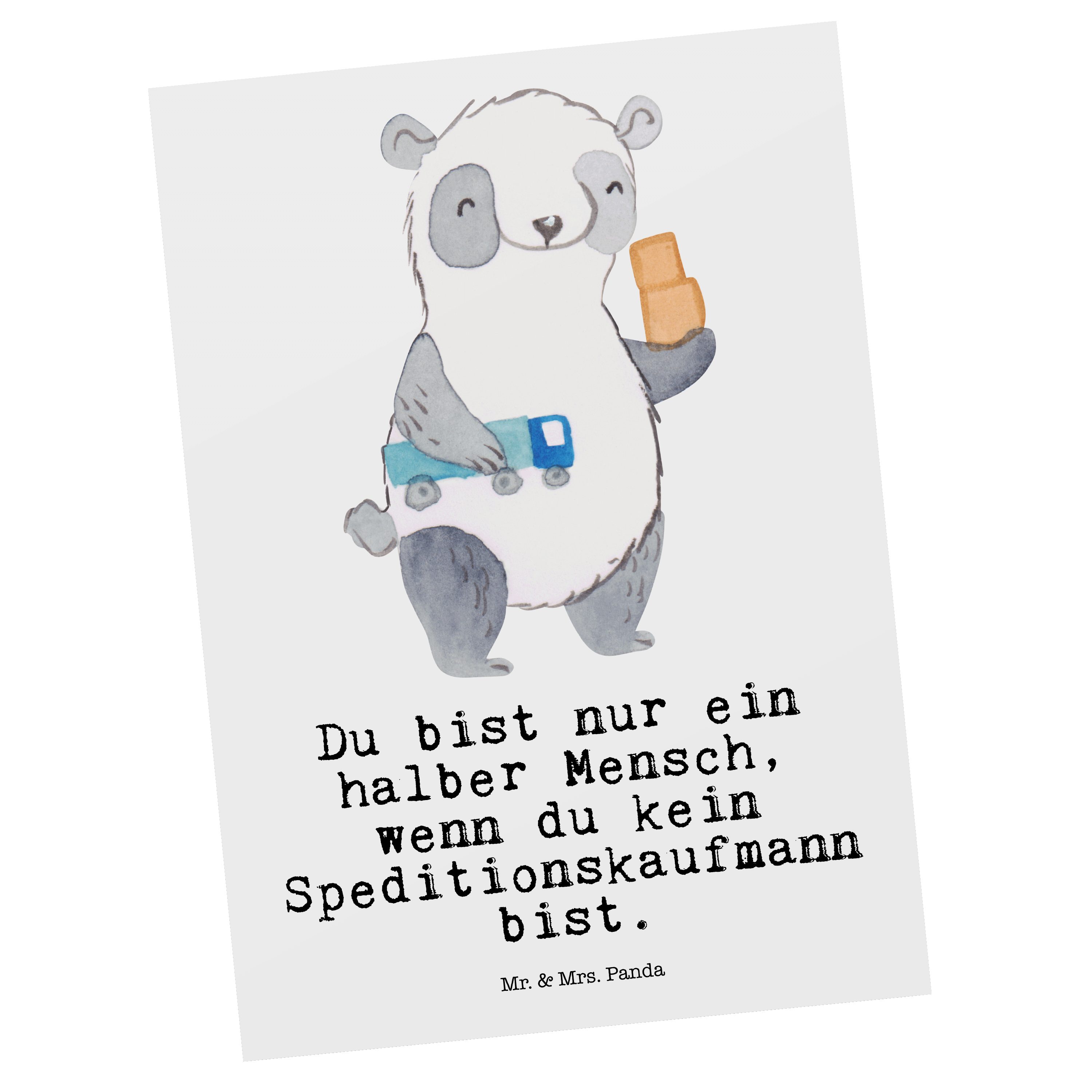 Mr. & Mrs. Panda Postkarte Speditionskaufmann mit Herz - Weiß - Geschenk, Karte, Danke, Einladun