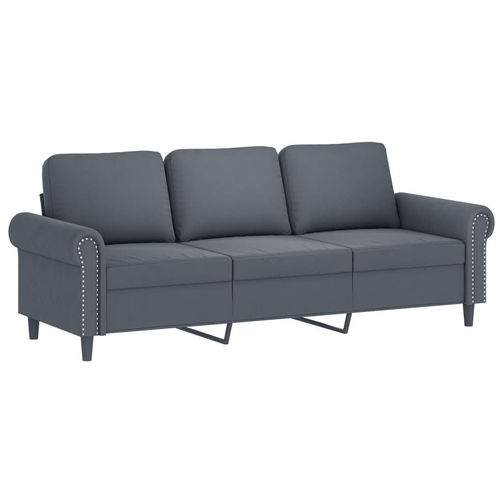 vidaXL Sofa 2-tlg. Sofagarnitur mit Kissen Dunkelgrau Samt