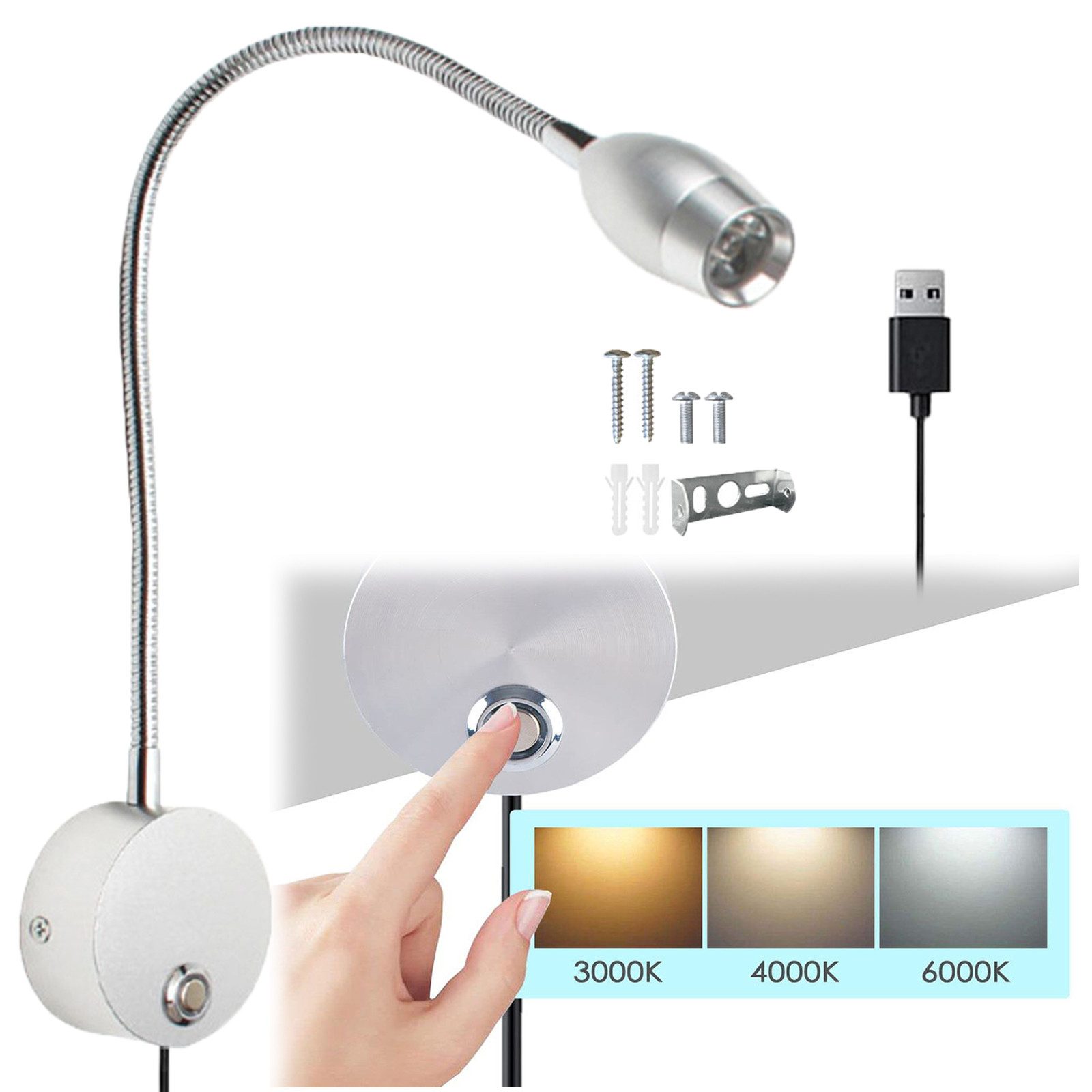 Jibenhome Bettleuchte LED Leselampe Wandmontage,3 Farbmodi günstig online kaufen