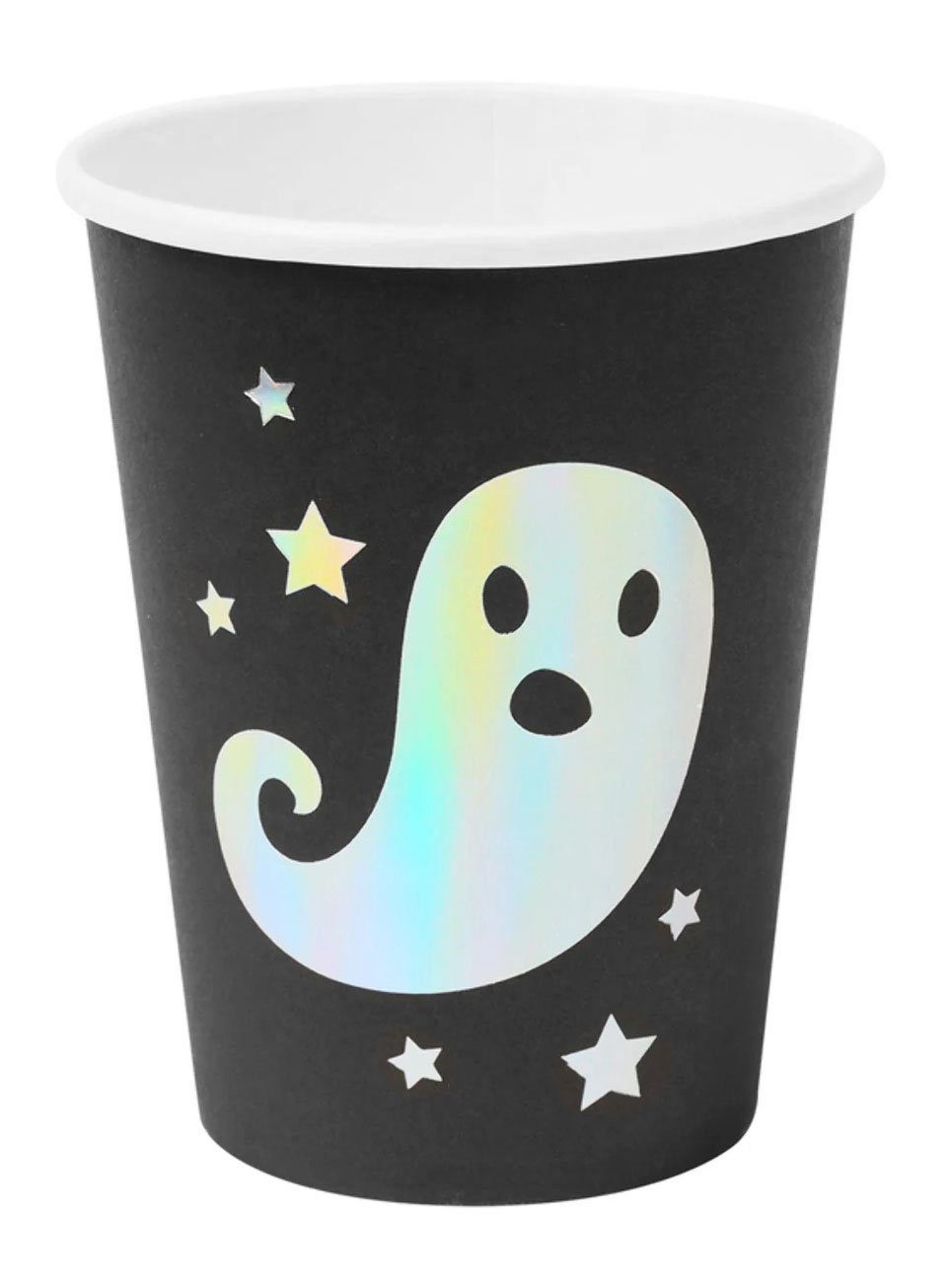 Smiffys Einweggläser Gespenst Pappbecher 8 Stück, Papier, Gruseliges Geister Partygeschirr aus Pappe