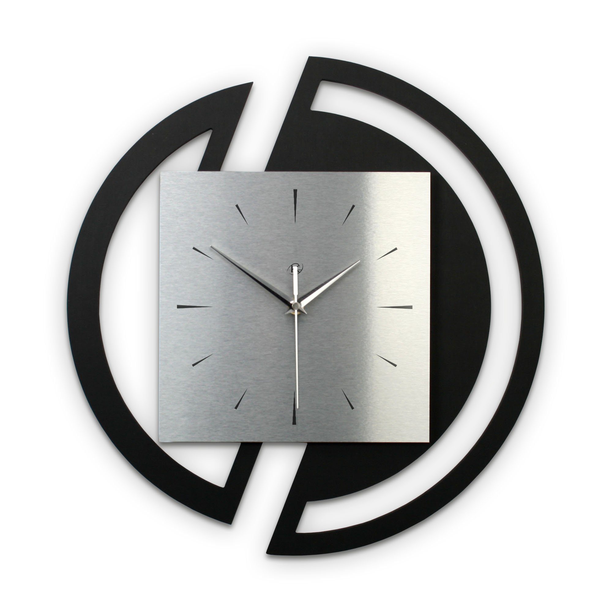 elegant, 3D in Wanduhr Feder Ticken; modern) Funk- (ohne Kreative Designer-Wanduhr außergewöhnlich, Metallic-Look „Silver“ Quarzuhrwerk; modernem oder Runde