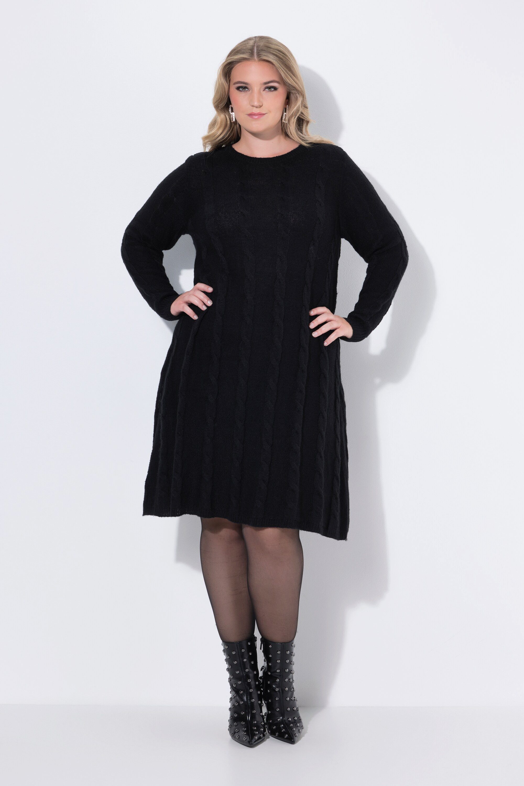 MIAMODA Strickkleid Strickkleid A-Linie Zopfmuster Langarm günstig online kaufen