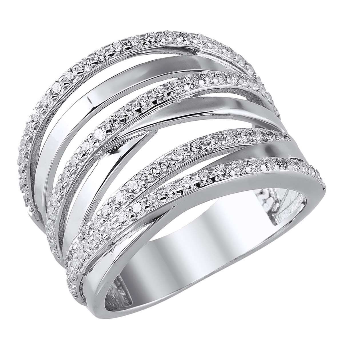 trendor Silberring 21820, Damenring 925 Sterlingsilber Rhodiniert mit Zirkonia
