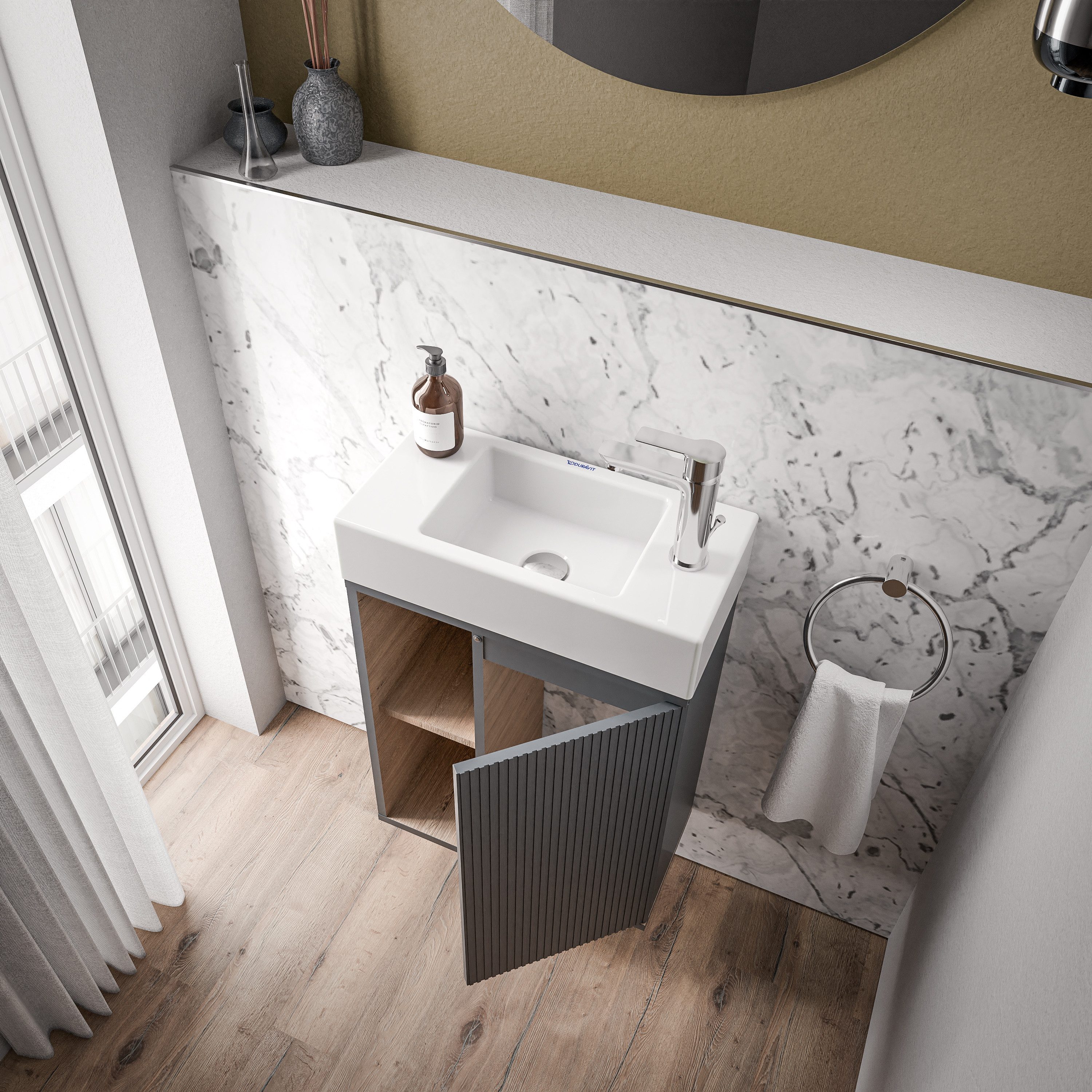 Bernstein Badmöbel-Set BELDIVO, (mit Waschbecken DURAVIT, günstig online kaufen