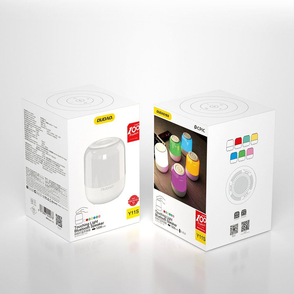 Musik Dudao 1200mAh 5W Bluetooth RGB-Lautsprecher weiß Bluetooth-Lautsprecher 5.0 kabelloser