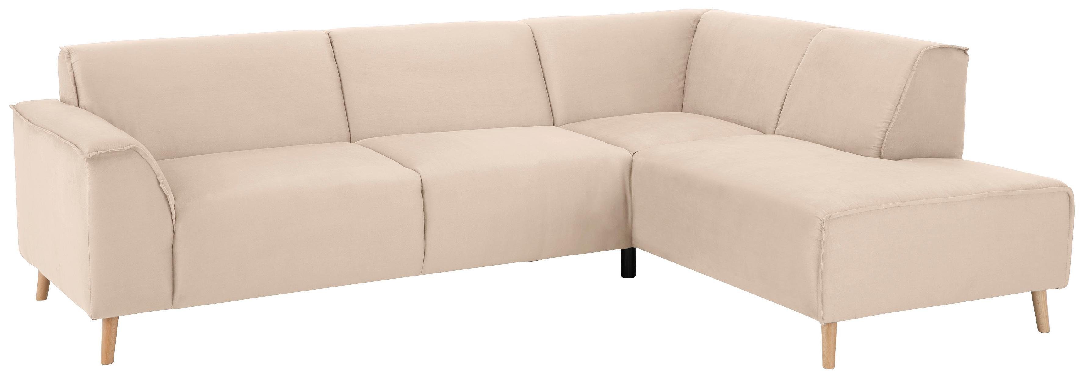 Home affaire Ecksofa Julia zeitlose und elegante Couch, hoher Sitzkomfort, L-Form, Federkern-Polsterung, Holzfüße, Keder