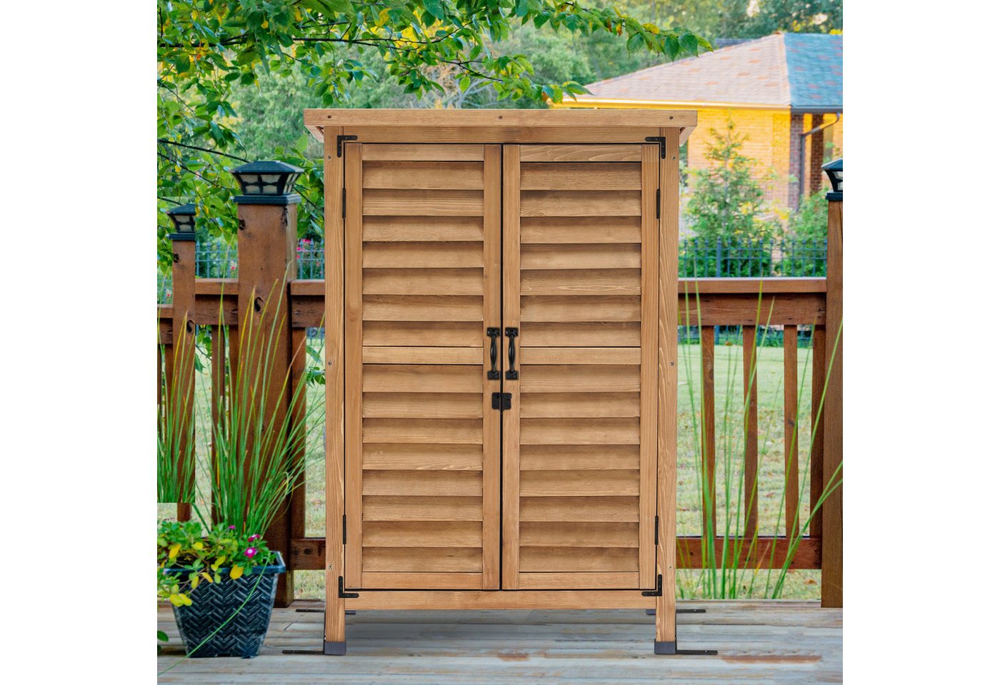 Thumbnail - MCombo Gerätehaus MCombo Gartenschrank Geräteschuppen Werkzeugschrank 0690/0870, Outdoor-Schrank Gartenbox, aus Holz