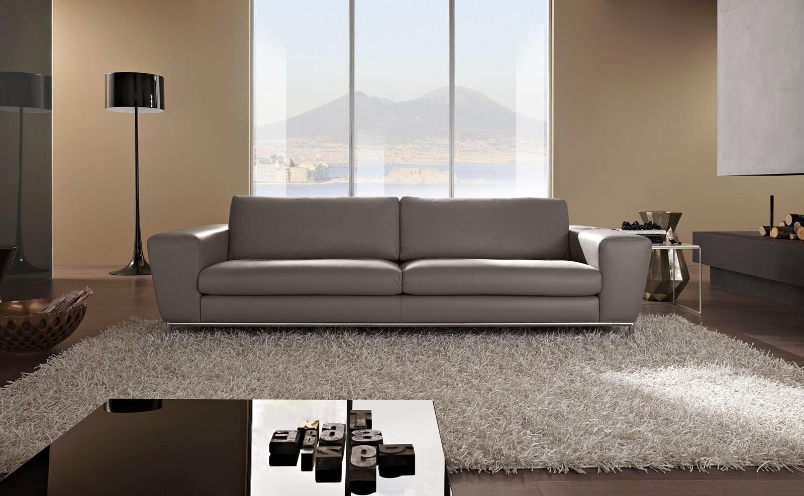 Sofas JVmoebel Sofa 3 Sofa Leder Dreisitzer Modern Sitz Couch Designsofa Sitz Grau