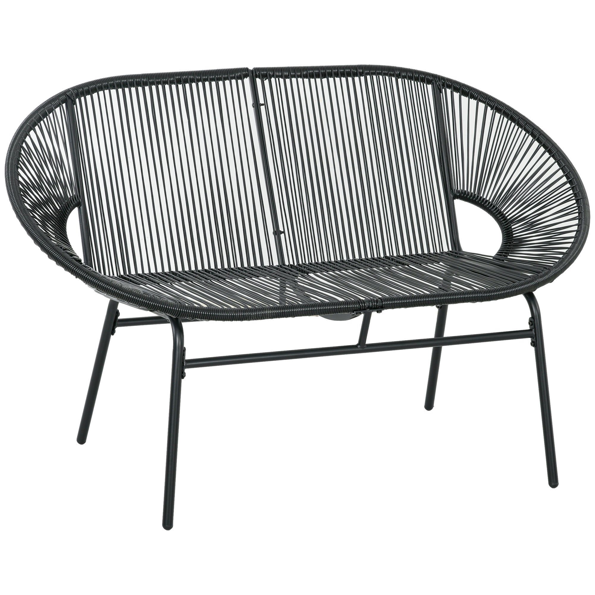 Outsunny Gartenbank Polyrattan Sitzbank 2Sitzer Rattanbank bis 260 kg