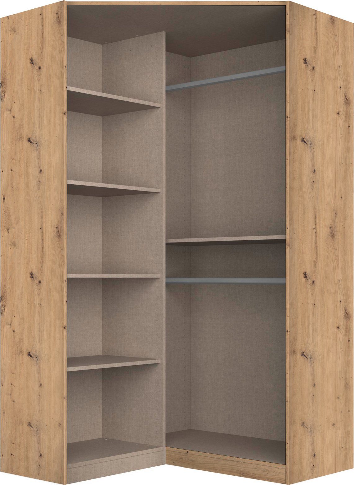 rauch Eckkleiderschrank Kleiderschrank Schrank Garderobe Wäscheschrank COSTA Größe 117x104 cm (in 3 Ausstattungen BASIC/CLASSIC/PREMIUM) mit Spiegel, voll ausge – Bild 5 von 5