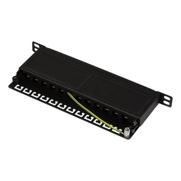 LogiLink NP0066 Netzwerk-Patch-Panel (10 Zoll Cat.6A, 12-Port, 0,5 HE, geschirmt PoE, PoE+ und PoE)