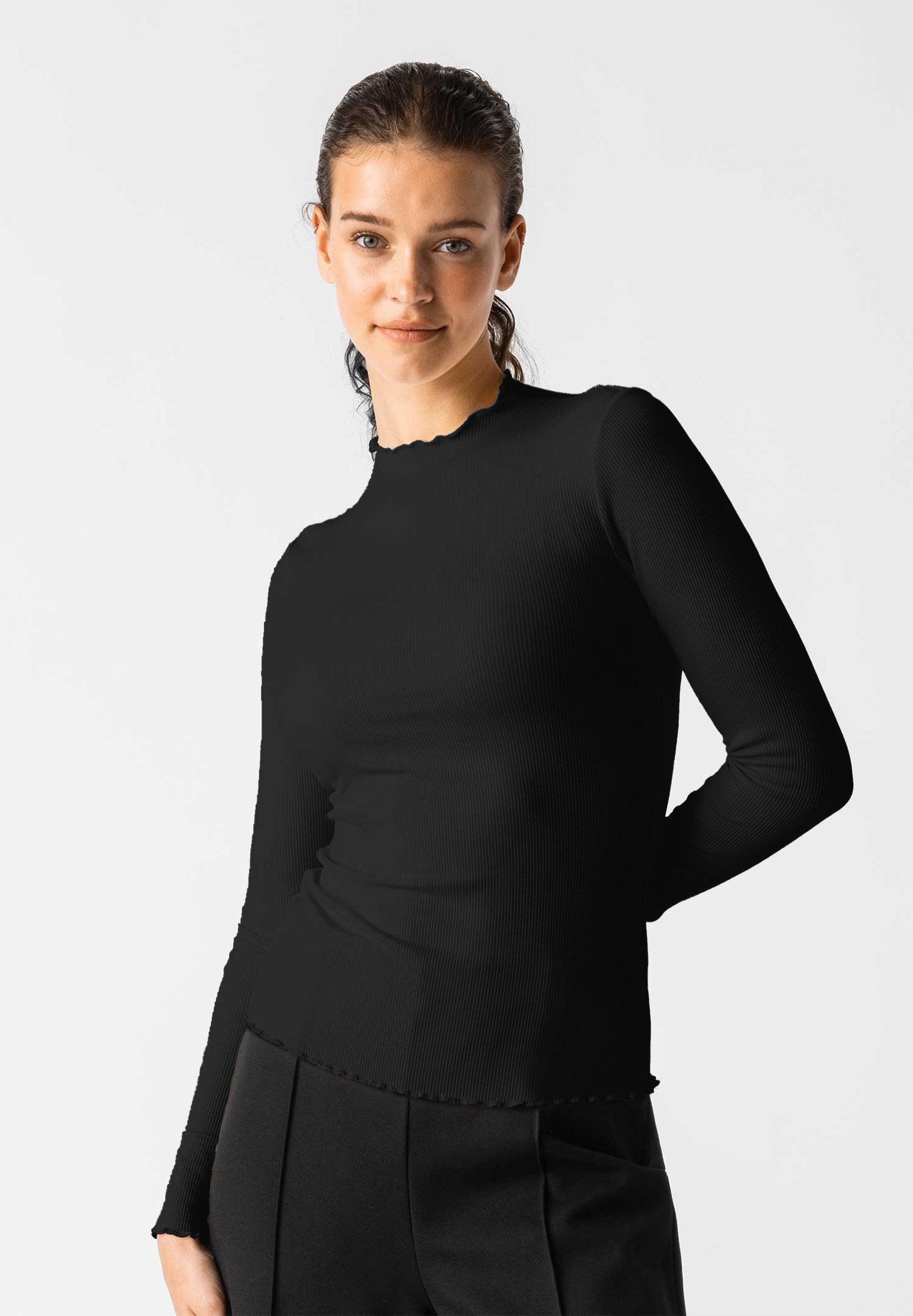 Les Lunes Langarmshirt Fleur Wellensaum, figurbetont, günstig online kaufen