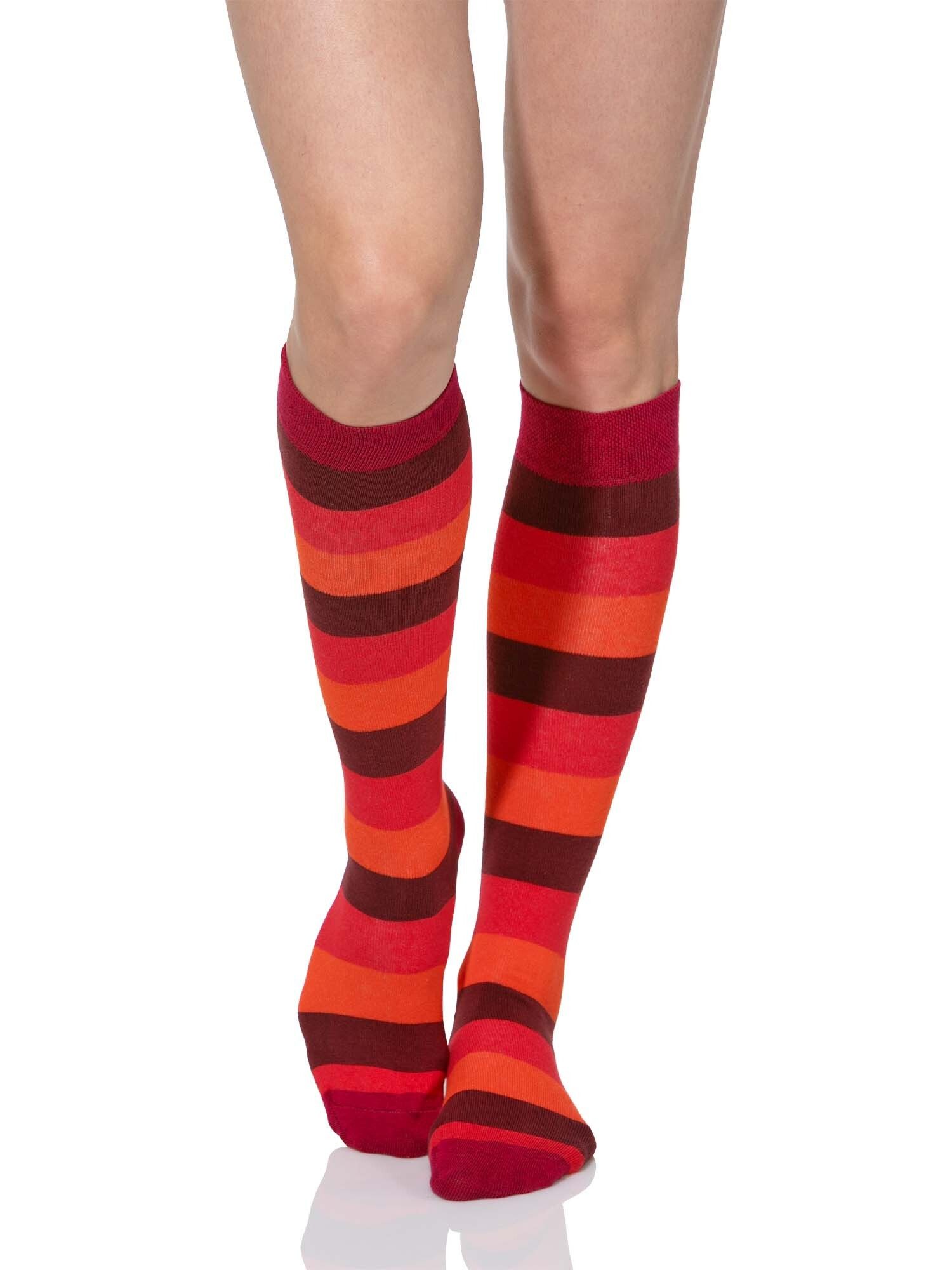 Cotton Prime® Kniestrümpfe Baumwollkniestrümpfe mit Streifen (3-Paar) in angenehmer Baumwollqualität