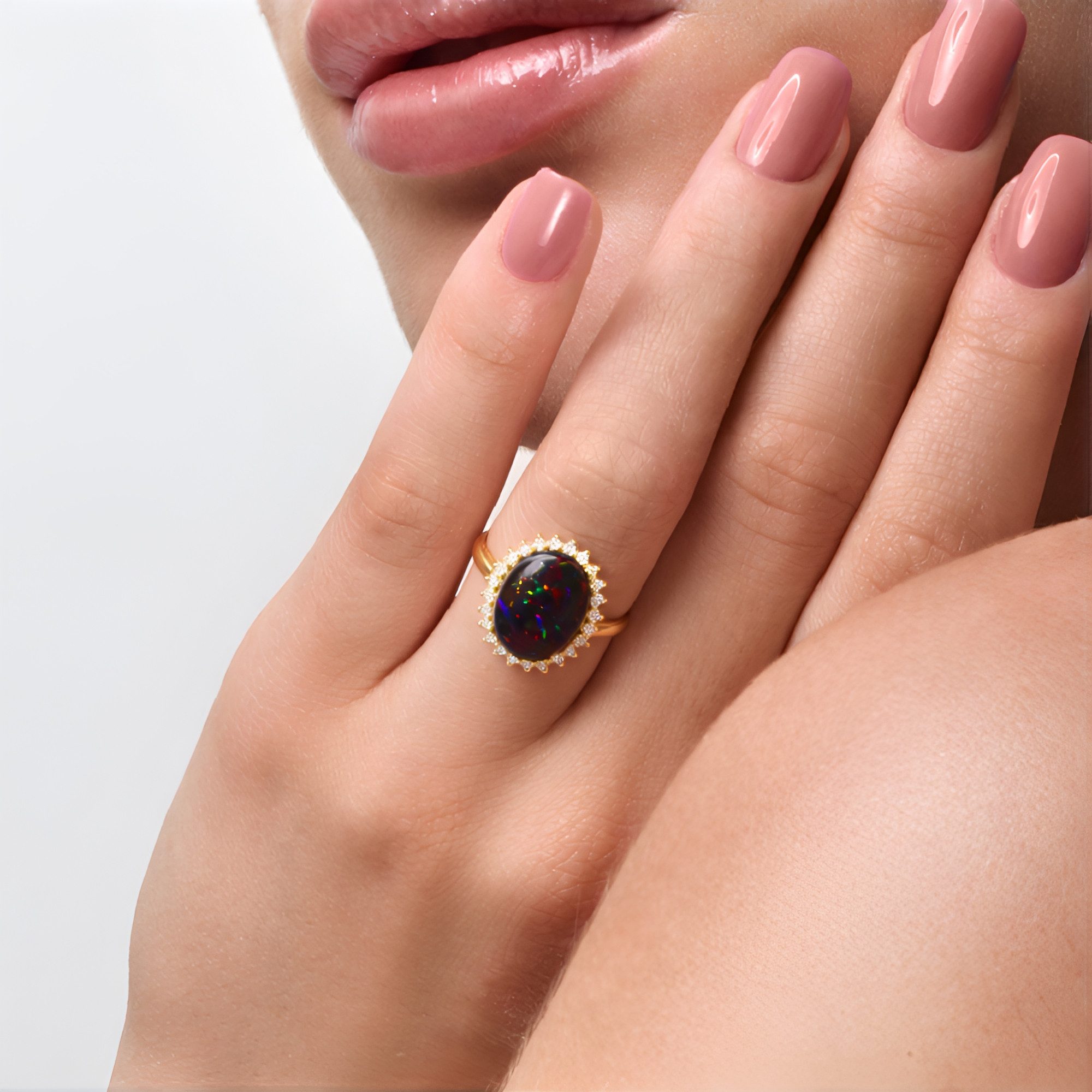 Cavill Silberring Lebendiger Mezezo-Opal Ring aus vergoldetem Silber (1-tlg)